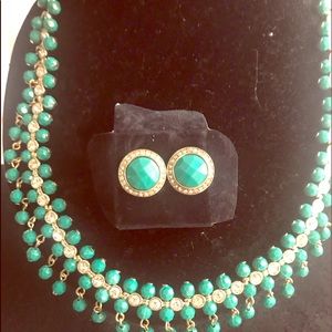Avon Dramatic Statement Necklace & Earrings Green